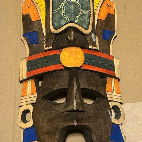 Hand Carved Mayan Wood MaskMexico Cedar